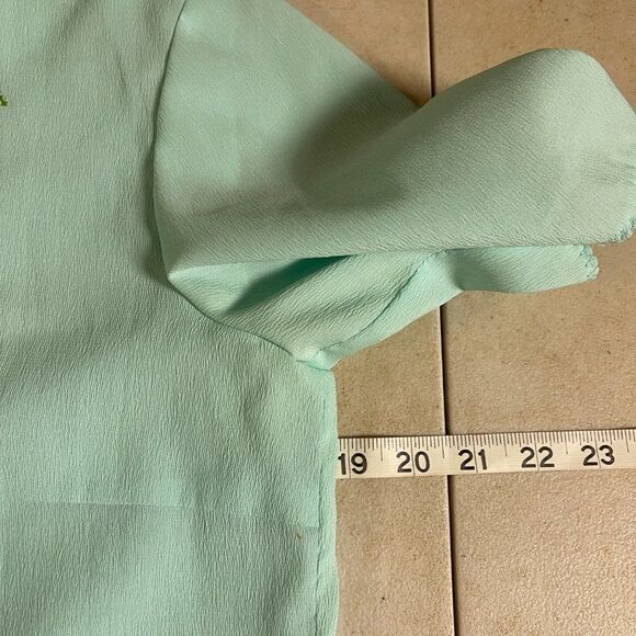 Vintage Short Sleeve Embroidered 60's Blouse Shirt Mint Medium - Picture 7 of 8